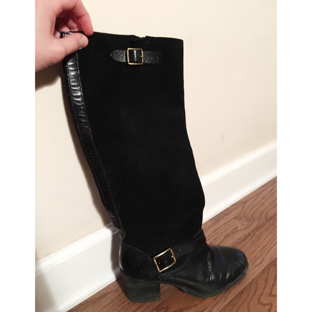 Jess Simpson Sassy Black Leather & Velvet Boots